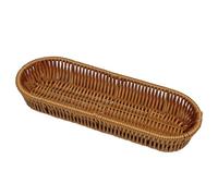 RT&BS Cestini Vimini per Posate, Piccolo Cestino da Tavola in Vimini per il Pane, Cesto Portaposate Intrecciato a Mano Riutilizzabile per Coltelli, Forchette, Cucchiai, Bacchette (1pz, Ovale)