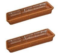 RT&BS Cestini Vimini per Posate, Piccolo Cestino da Tavola in Vimini per il Pane, Cesto Portaposate Intrecciato a Mano Riutilizzabile per Coltelli, Forchette, Cucchiai, Bacchette (2pz, rettangolo)