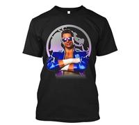 RTAuesser Dorysuha Johnny Cage Mortal Kombat Scorpion Johnny Cage Get Over Here Finish Him T Shirt Black 3XL