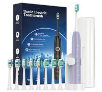 Rtauys Spazzolino elettrico Sonic per adulti con 8 testine, IPX7, spazzolino elettrico con custodia da viaggio, ricarica 2,5 ore per 120 giorni, 5 modalità con 2 minuti di timer intelligente integrato