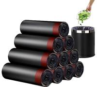 RTBQJ-AT Sacchetti per la spazzatura neri con manici per cravatta, resistenti sacchetti per la spazzatura da 10-15 l, 75 sacchetti (5 rotoli da 15 rotoli), sacchetti per la spazzatura non profumati,