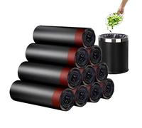 RTBQJ-AT Sacchetti per la spazzatura neri, sacchetti per rifiuti quotidiani, sacchetti per la spazzatura con nastro per cravatta, ufficio, cucina e ristorazione 10 rotoli da 120 pezzi da 15-20 litri