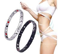 RTcald Bracciale Magnetico per Drenaggio Linfatico,Bracciale Magnetico per Terapia Ultra Resistente,Bracciale Magnetico per Dimagrire, Braccialetti per La Salute Dell'energia (Black+Silver)