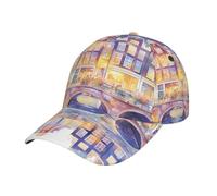 RTCVXZDSA Bridges in The City, berretto da baseball alla moda, in poliestere, stampa all-over, tesa rinforzata, tesa posteriore regolabile, traspirante e leggero, unisex, Nero , Taglia unica