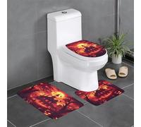 RTCVXZDSA The Crow In Front Of The Castle Gate - Set di 3 tappeti da bagno in morbido peluche con tappetino da bagno a forma di U, antiscivolo, impermeabile, per casa, camera dei bambini, bagno degli