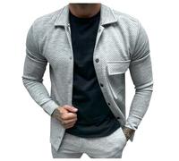rtdgcv Casual Uomo Heavy Twill Manica Lunga Top Europa Stati Uniti Singola Fila Tinta unita Slim Giacca Uomo, grigio., M