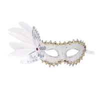 rtdgcv Donna Moda lato grande piuma pizzo mascherata prestazioni filo Babbo Natale maschera maschera maschera occhi maschera sexy carnevale Halloween, cosplay, bianco, Taglia unica