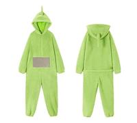 rtdgcv Teletubbies Costume da adulto, pigiama lungo da donna Onesie, pigiama da donna, unisex, con animale, costume da cosplay, homewear in pile, intero con cappuccio, biancheria da notte, verde, M