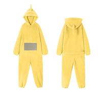 rtdgcv Teletubbies Costume da adulto, pigiama lungo da donna Onesie, pigiama da donna, unisex, con animale, costume da cosplay, homewear in pile, intero con cappuccio, biancheria da notte, giallo., L