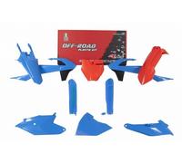 KIT PLASTICHE 7 PEZZI CON COPERCHIO CASSA FILTRO KTM REPLICA ARANCIONE-AZZURRO VINTAGE