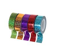 Rtengtunn Accessorio per Bastone per Anello con Glitter olografico e Decorazione per Ginnastica Ritmica 15mm * 5m Washi Tape Nastro per mascheratura Fai-da-Te - C