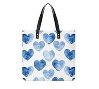 RTFGHJS Borsa a tracolla da lavoro a forma di cuore blu disegnata a mano per donna borsa a tracolla in pelle con fibbia magnetica e borse