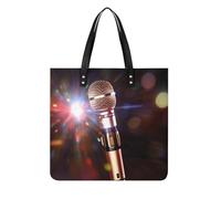 RTFGHJS Borsa a tracolla da lavoro con barca a vela e tramonto per donna borsa a tracolla in pelle con fibbia magnetica e borse, Microfono Karaoke, 39x39cm