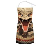 RTFGHJS Grembiule da cuoco per uomini e donne, grembiule con tasche, grembiule da kickboxing, grembiule da cucina, Snake Bocca Aperta, 70x80cm