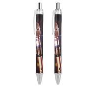 RTFGHJS Penne a sfera retrattili con microfono per karaoke, punta liscia da 0,5 mm, penna a inchiostro nero, per uomini e donne, 2 pezzi