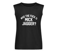 RTFzza Who The Fuk Is Mick Jagger Men Sleeveless T-Shirt Printed Vest Tank Black Tee Top M