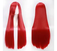 RTGFS 100cm 420g Parrucca diritta lunga rosa netto Cosplay Costume Capelli sintetici Bianco Blu Rosa Marrone Verde Rosso Bionda Parrucche nere Per donna rosso