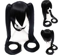 RTGFS 120cm parrucca cosplay sintetica Hatsune Miku dritta bianca blu capelli anime costume di halloween parrucche da donna con doppia clip coda di cavallo 02