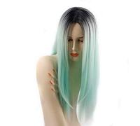 RTGFS 26 pollici di alta qualità dritto lungo grigio grigio nero parrucca ombre capelli sintetici parte centrale anime naturali parrucche cosplay per le donne nero verde