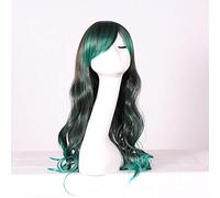 RTGFS 26 pollici moda parrucche lunghe colorate ondulate a buon mercato parrucche anime Cosplay Halloween Lolita blu viola verde parrucca Ombre con frangia 03