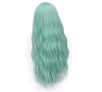 RTGFS 28 pollici Parrucca lunga riccia blu bionda verde rosa capelli sintetici naturali anime cosplay costume di halloween parrucche da festa per donna verde 6