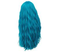 RTGFS 28 pollici parrucca riccia lunga bionda bionda verde rosa capelli sintetici naturali anime cosplay costume di halloween parrucche da festa per donna blu 1
