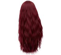 RTGFS 28 pollici Parrucca riccia lunga blu bionda verde rosa Capelli sintetici naturali Anime Cosplay Halloween Costume Parrucche da festa per donna vino rosso