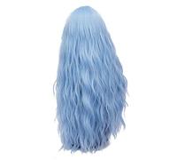 RTGFS 28 pollici Parrucca riccia lunga blu bionda verde rosa Capelli sintetici naturali Anime Cosplay Halloween Costume Parrucche da festa per donna blu 2