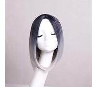 RTGFS 30cm Parte centrale Corto Corto Nero Biondo Ombre Parrucca Cosplay Anime Capelli sintetici Halloween Costume Parrucche per le donne 11