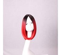RTGFS 30cm Parte centrale Parrucca corta Bionda nera Ombre Parrucca Cosplay Anime Capelli sintetici Parrucche da festa in costume di Halloween per donne 08