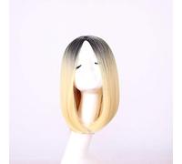 RTGFS 30cm Parte centrale Parrucca corta Bionda nera Ombre Parrucca Cosplay Anime Capelli sintetici Halloween Costume Parrucche per le donne 06