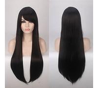RTGFS 80 cm parrucca lunga diritta a buon mercato rosso blu verde viola nero biondo parrucche per capelli per le donne resistente al calore sintetico anime cosplay capelli 01