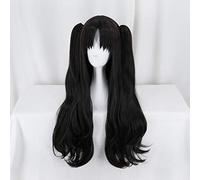 RTGFS 80cm Fate stay night Tohsaka Rin Parrucca Cosplay Lungo ondulato Nero Biondo Capelli sintetici Fate Grande ordine Parrucche anime Con coda di cavallo Nero