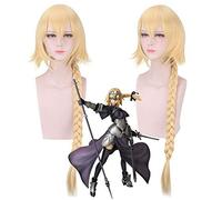 RTGFS 90Cm Fate Apocrypha Fgo Ruler Joan Of Arc Anime Cosplay Wig Synthetic Hair Yellow Long Braiding Woman Wigs For Halloween Costume