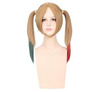 RTGFS Anime Batman Suicide Squad Harleen Quinzel Parrucca cosplay Capelli sintetici Costume di Halloween Parrucche coda di cavallo Per donna Perucas + Cappello biondo verde rosso