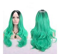 RTGFS Anime Parte centrale Radice scura Nero Rosa Blu Viola Parrucca Ombre Capelli sintetici Lunghi capelli ondulati Parrucche Cosplay Fibra ad alta temperatura Verde