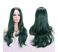 RTGFS Anime Parte centrale Radice scura Nero Rosa Blu Viola Parrucca Ombre Capelli sintetici Lunghi capelli ondulati Parrucche Cosplay Fibra ad alta temperatura verde scuro