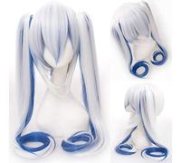RTGFS Anime Vocaloid Hatsune Miku Parrucca Black Rock Shooter Senbon Zakura Parrucca Cosplay Lunghi capelli sintetici Chip Coda di cavallo + Cappellino parrucca azzurro