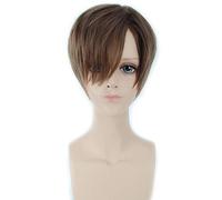 RTGFS Attacco economico da 8 pollici su Titan Marrone Parrucca corta nera Uomo Anime Cosplay Parrucche sintetiche termoresistenti per Halloween marrone chiaro