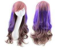 RTGFS Harajuku Lolita blu rosa ombre parrucche per capelli per le donne a buon mercato anime cosplay parrucca sintetica ondulata lunga con frangia per festa in costume colorato