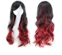 RTGFS Harajuku Lolita blu rosa ombre parrucche per capelli per le donne a buon mercato anime cosplay parrucca sintetica ondulata lunga con frangia per festa in costume nero rosso