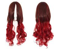 RTGFS Harajuku Lolita blu rosa ombre parrucche per capelli per le donne a buon mercato anime cosplay parrucca sintetica ondulata lunga con frangia per festa in costume ombre rosse