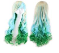 RTGFS Harajuku Lolita blu rosa ombre parrucche per capelli per le donne parrucca sintetica ondulata lunga cosplay anime economici con frangia per festa in costume bionda blu verde