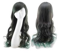 RTGFS Harajuku Lolita blu rosa parrucche per capelli Ombre per le donne Parrucca sintetica lunga ondulata anime Cosplay Cosplay con frangia per festa in costume nero verde
