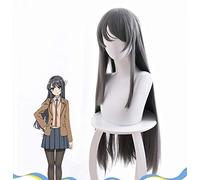 RTGFS Mai Sakurajima Dark Gray Wig Halloween Anime Cosplay Straight Long Hair Rascal Does Not Dream Of Bunny Girl Senpai
