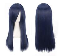RTGFS Moda a buon mercato Parrucca diritta lunga 60 cm Cosplay Anime Resistente al calore Capelli sintetici Viola Blu Marrone Nero Bianco Parrucche per le donne blu