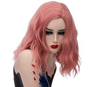 RTGFS Parrucca arcobaleno colorato ondulato corto da 14 pollici Capelli sintetici Costume di Halloween Cosplay Anime Ombre arancione Parrucche da festa per donna rosa