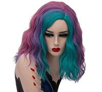 RTGFS Parrucca arcobaleno colorato ondulato corto da 14 pollici Capelli sintetici Costume di Halloween Anime Cosplay Arancione Ombre Parrucche da festa per donne colorate 6
