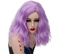 RTGFS parrucca arcobaleno colorato ondulato corto da 14 pollici capelli sintetici costume di halloween anime cosplay arancione ombre parrucche da festa per le donne viola chiaro