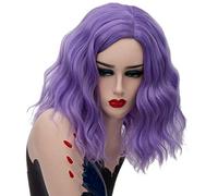 RTGFS Parrucca arcobaleno colorato ondulato corto da 14 pollici Capelli sintetici Costume di Halloween Anime Cosplay Arancione Ombre Parrucche da festa per donna viola 7